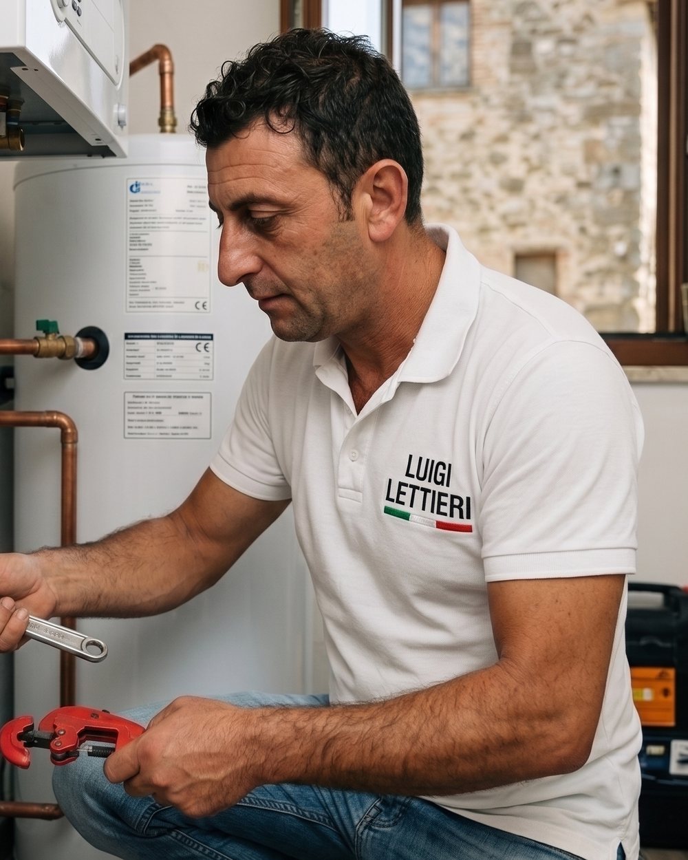 Luigi Lettieri, titolare dell'impresa, in cantiere